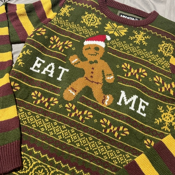 Gingerbread Man Christmas Sweater “Eat Me” - Lights Up - Picture 2 of 4